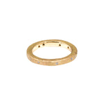 Simple Architectural Gold Band with White Diamonds in 18k Rose Yellow Gold and Sand Texture