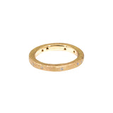 Simple Architectural Gold Band with White Diamonds in 18k Rose Yellow Gold and Sand Texture