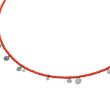 *Emma Necklace with Oxidized Silver Droplets and Orange Beads