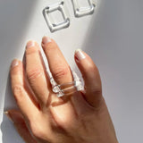 Organic Square Clear Glass Ring