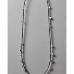 Diane Necklace with Silver Droplets and Grey Beads