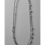 Diane Necklace with Silver Droplets and Grey Beads