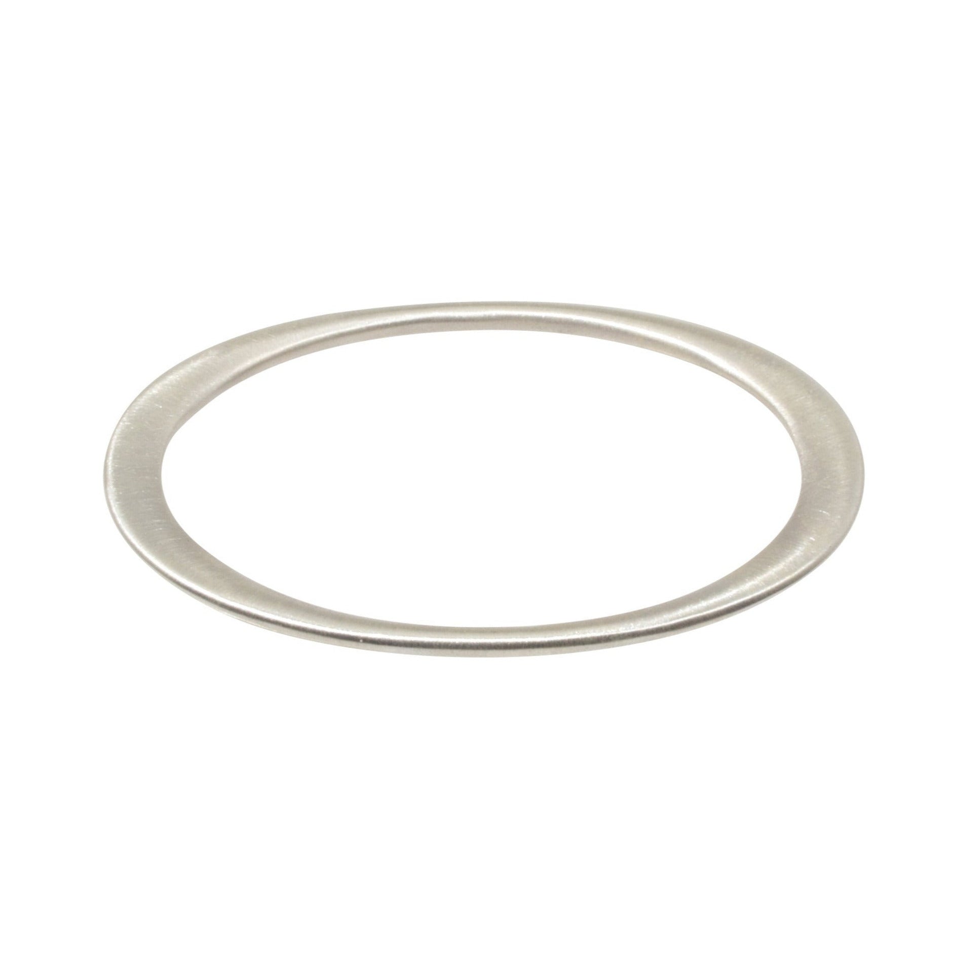 Flat Edges Oval Bangle in Silver -  S/M