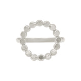 Curved Circle Ring in Silver With Diamond