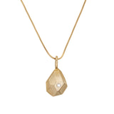 Small Faceted Pendant in Bronze with White Diamond