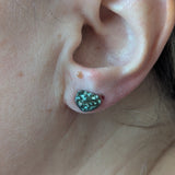 Dark Planet Textured Earrings in Oxidized Silver with Moissanite