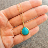 Teardrop Sleeping Beauty Turquoise Pendant in 22k and 18k Gold