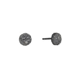 Small Topography Post Earrings with (2) White Diamonds in Oxidized Silver