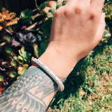 Plain Cuff with 11 Grey Diamonds in Silver