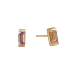 Morganite Baguette Post Earrings in 14k Gold
