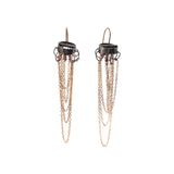 Gold Chain Dangle Earrings in Oxidized Silver
