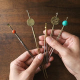 Vintage Japanese Hair Stick with Round Jade Bead