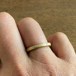 Simple Architectural Gold Band with White Diamonds in 18k Rose Yellow Gold and Sand Texture