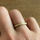 Simple Architectural Gold Band with White Diamonds in 18k Rose Yellow Gold and Sand Texture