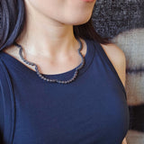 Scalloped Lab-Grown Diamond Necklace in Oxidized Silver