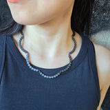 Scalloped Lab-Grown Diamond Necklace in Oxidized Silver