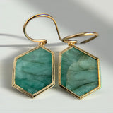 Emerald Slice Earrings in 18k Yellow Gold