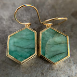 Emerald Slice Earrings in 18k Yellow Gold