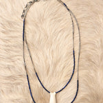 Lapis and Moonstone Bead Necklace with Carved Antler Pendant