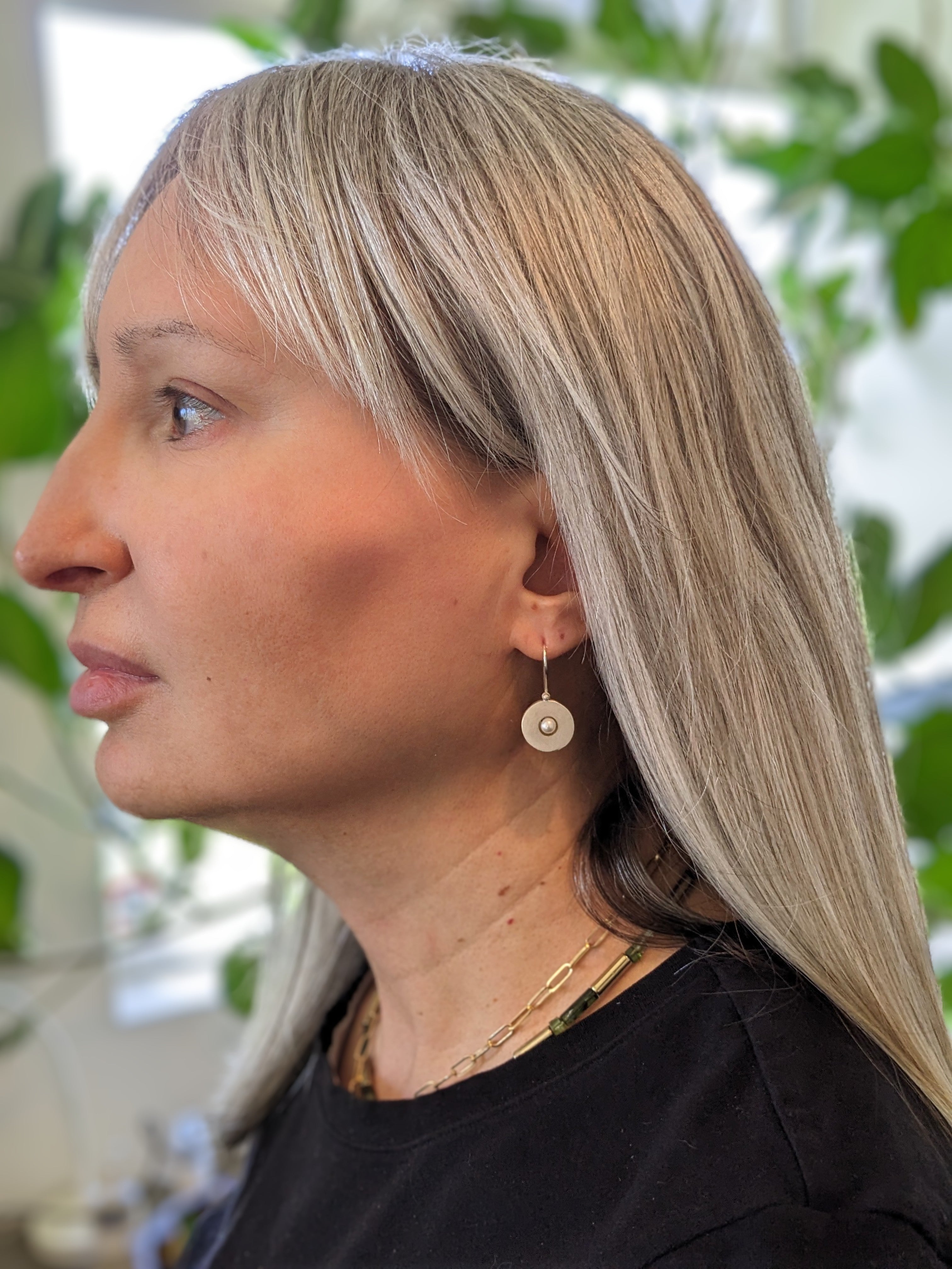 Circle Earrings in Silver with Pearls
