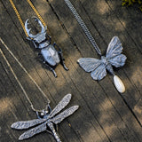 Dragonfly Necklace in Oxidized Silver