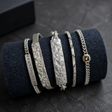 Men's Topography Cuff in Brushed Silver