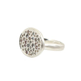 Pave Set Signet Ring with Lavendar Sapphires in Brushed Silver