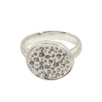 Pave Set Signet Ring with Lavendar Sapphires in Brushed Silver