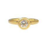 Raised Cup Old Euro Cut Diamond Ring in 18k Gold