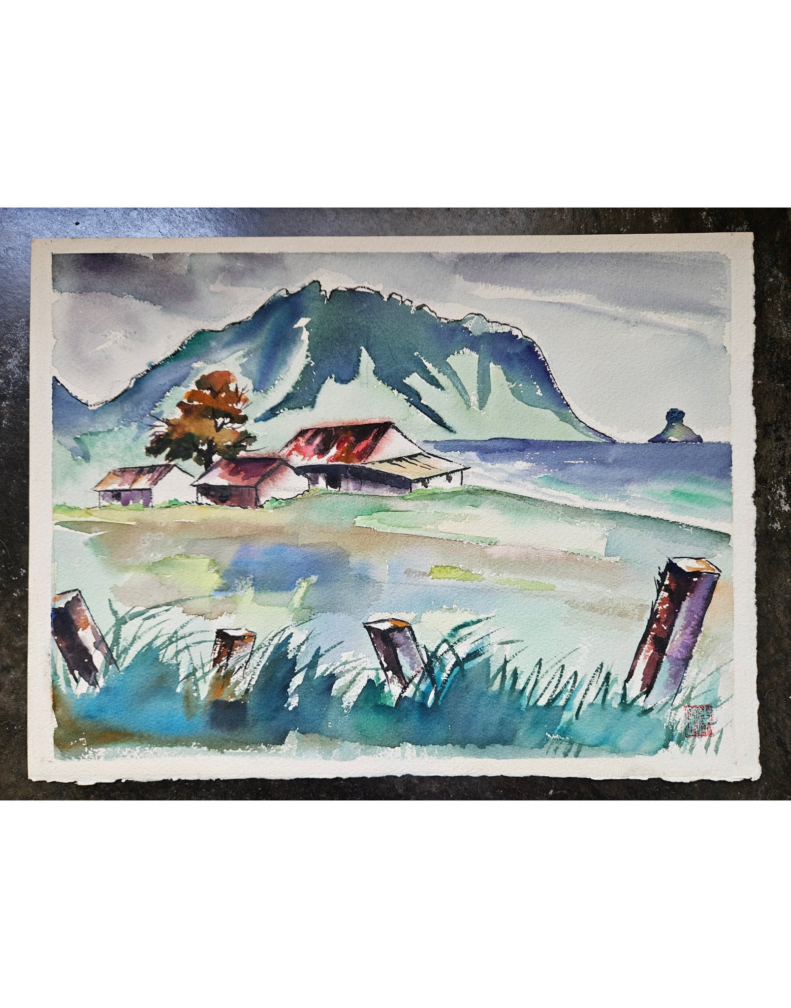 Medium Watercolor Painting #32 (DOUBLE SIDED W/ SIGNATURE)