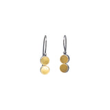 Double Dot Earrings in Oxidized Silver & 22k Gold Bi-Metal
