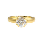 Scooped Prong Round Brilliant Diamond Ring in 18k Gold