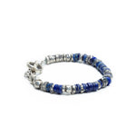 Wisdom Lapis Bead Bracelet in Oxidized Silver - Medium