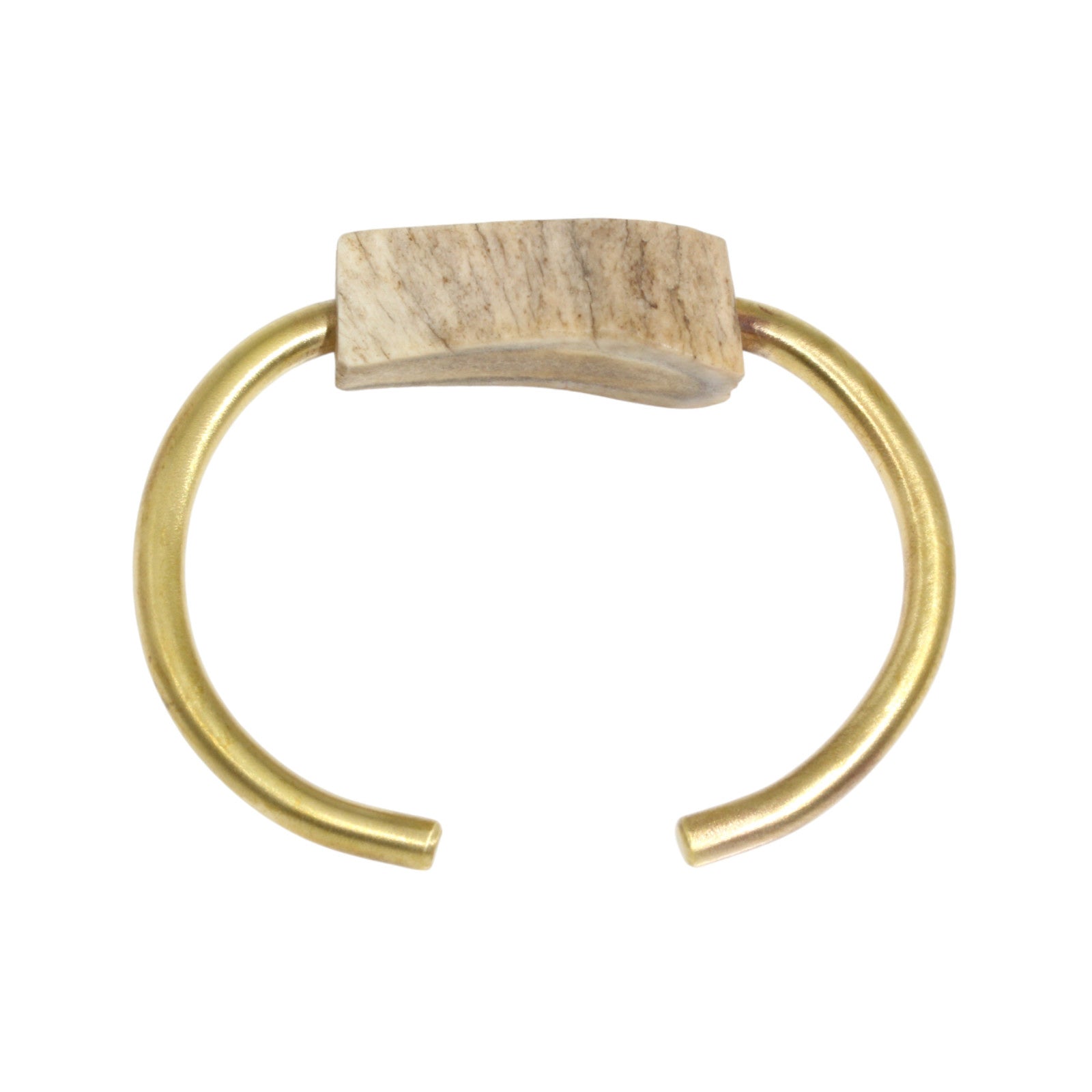 Antler Cuff in Brass with Grey Diamond Cube Flush set in 18k Gold
