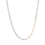 Short Links Chain in Oxidized Silver with 6 Consecutive 18k Yellow  Gold Links - 18"
