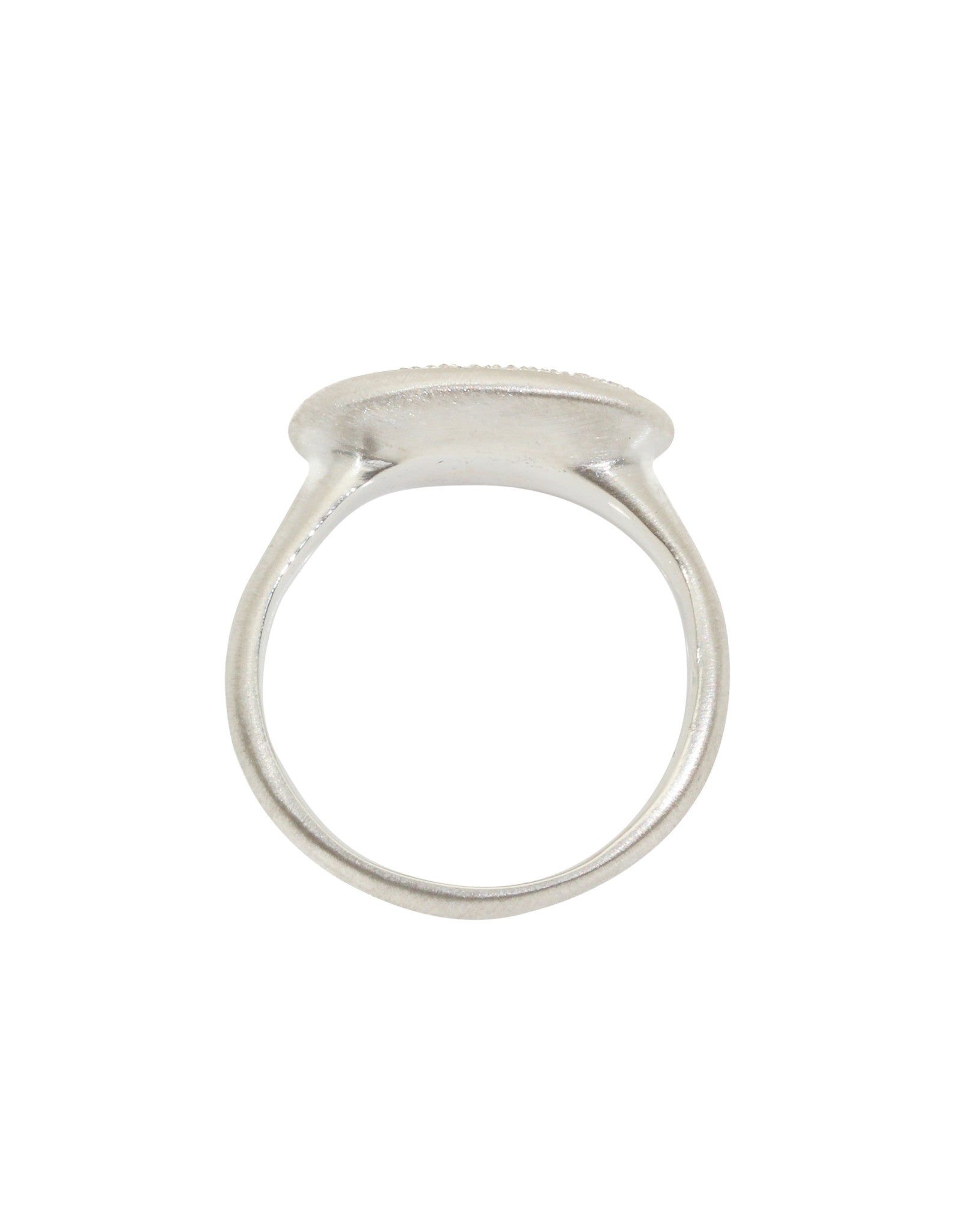 Pave Set Signet Ring with Lavendar Sapphires in Brushed Silver