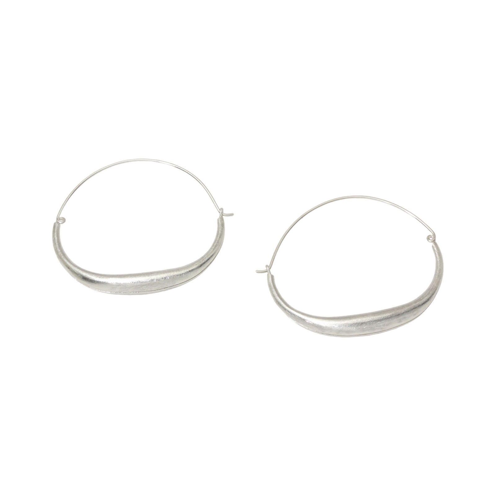 Silver Crescent Moon Hoop
