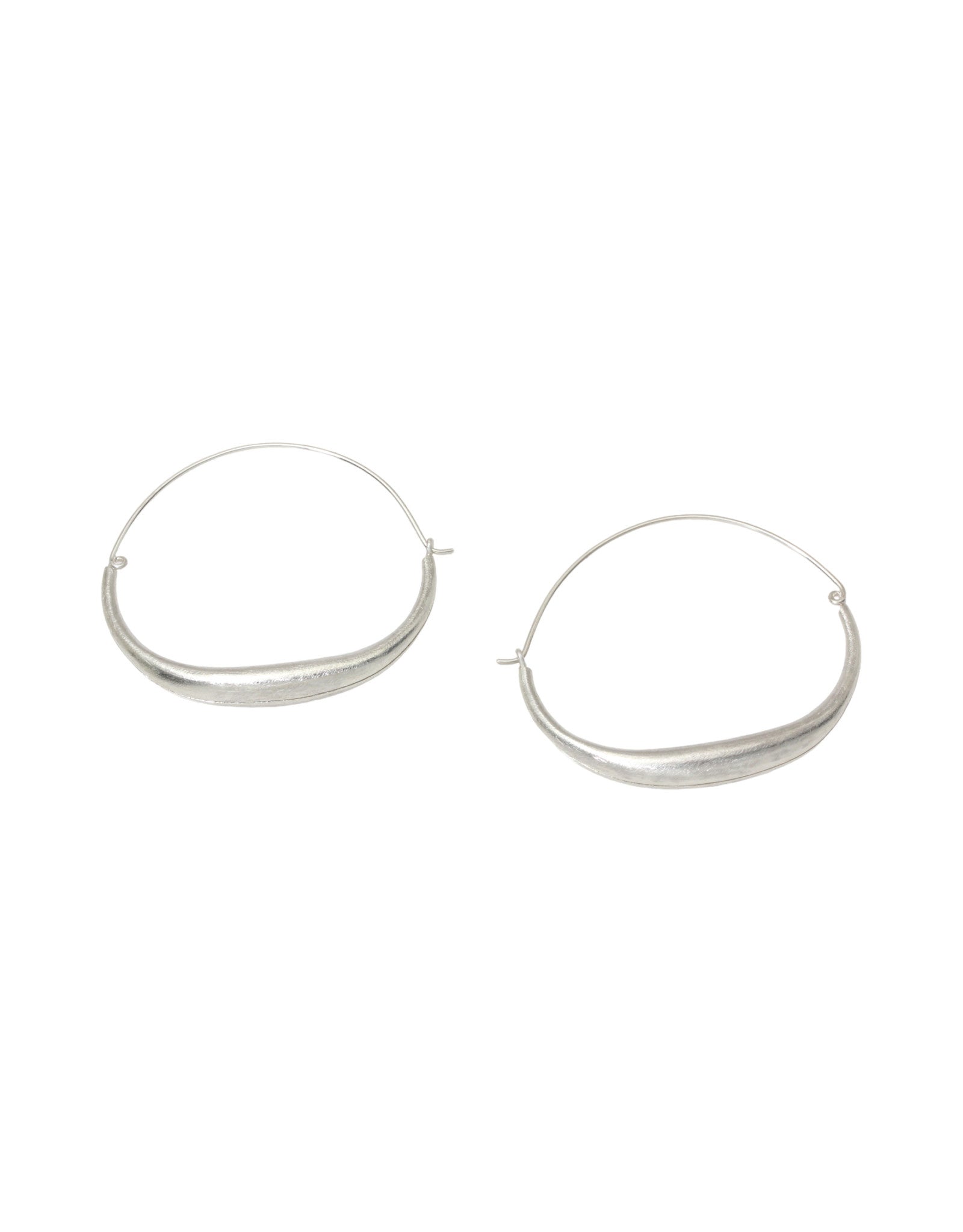 Silver Crescent Moon Hoop