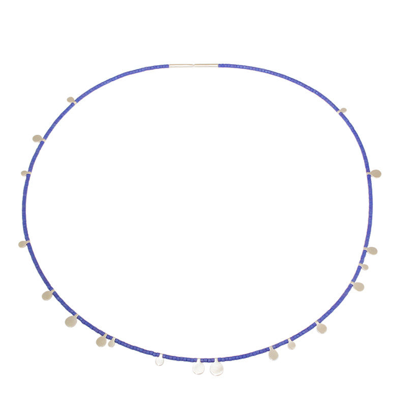 Marja Necklace with Silver Droplets and Blue Beads