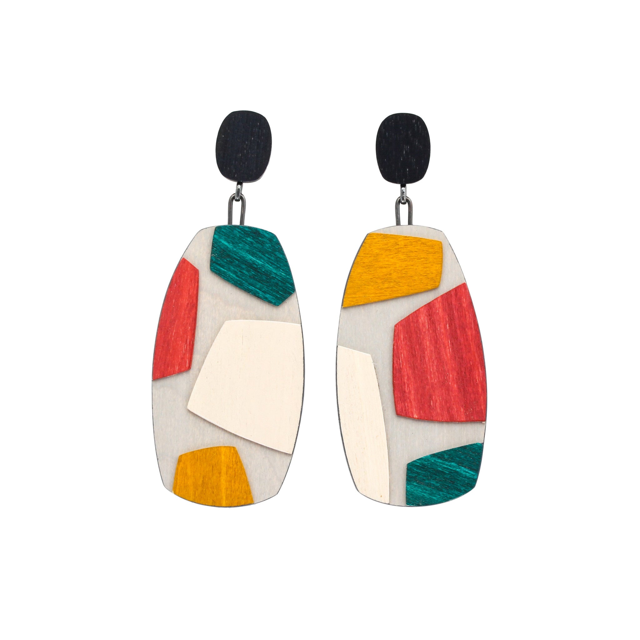 Georgette Earrings in Multicolored Wood