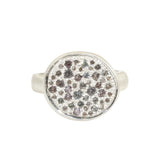 Pave Set Signet Ring with Lavendar Sapphires in Brushed Silver