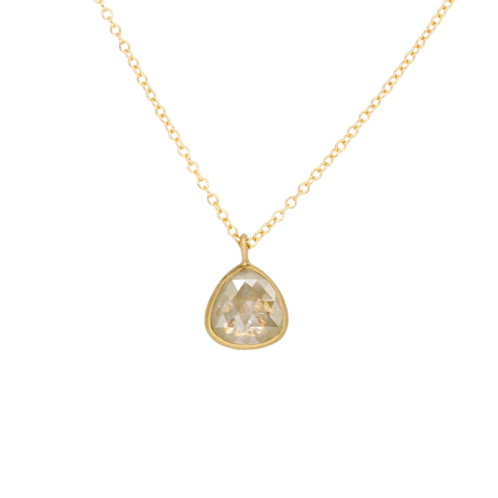 Rosecut Light Salt and Pepper Teardrop Diamond Necklace in 18k Gold - 18"