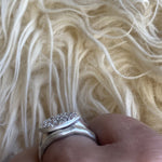 Pave Set Signet Ring with Lavendar Sapphires in Brushed Silver