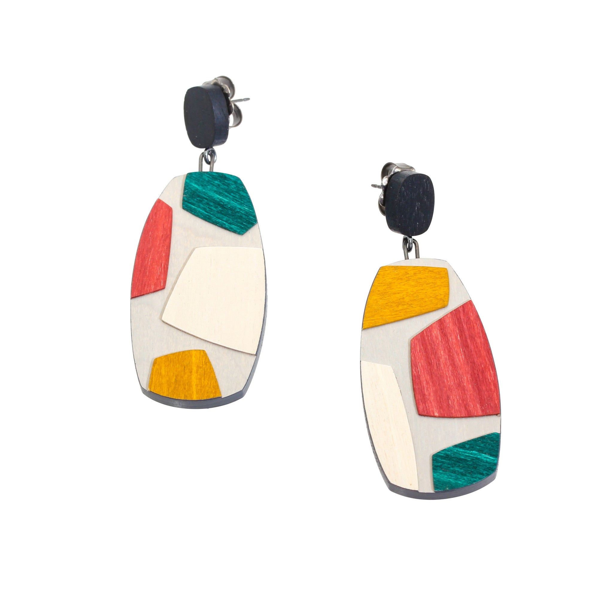 Georgette Earrings in Multicolored Wood