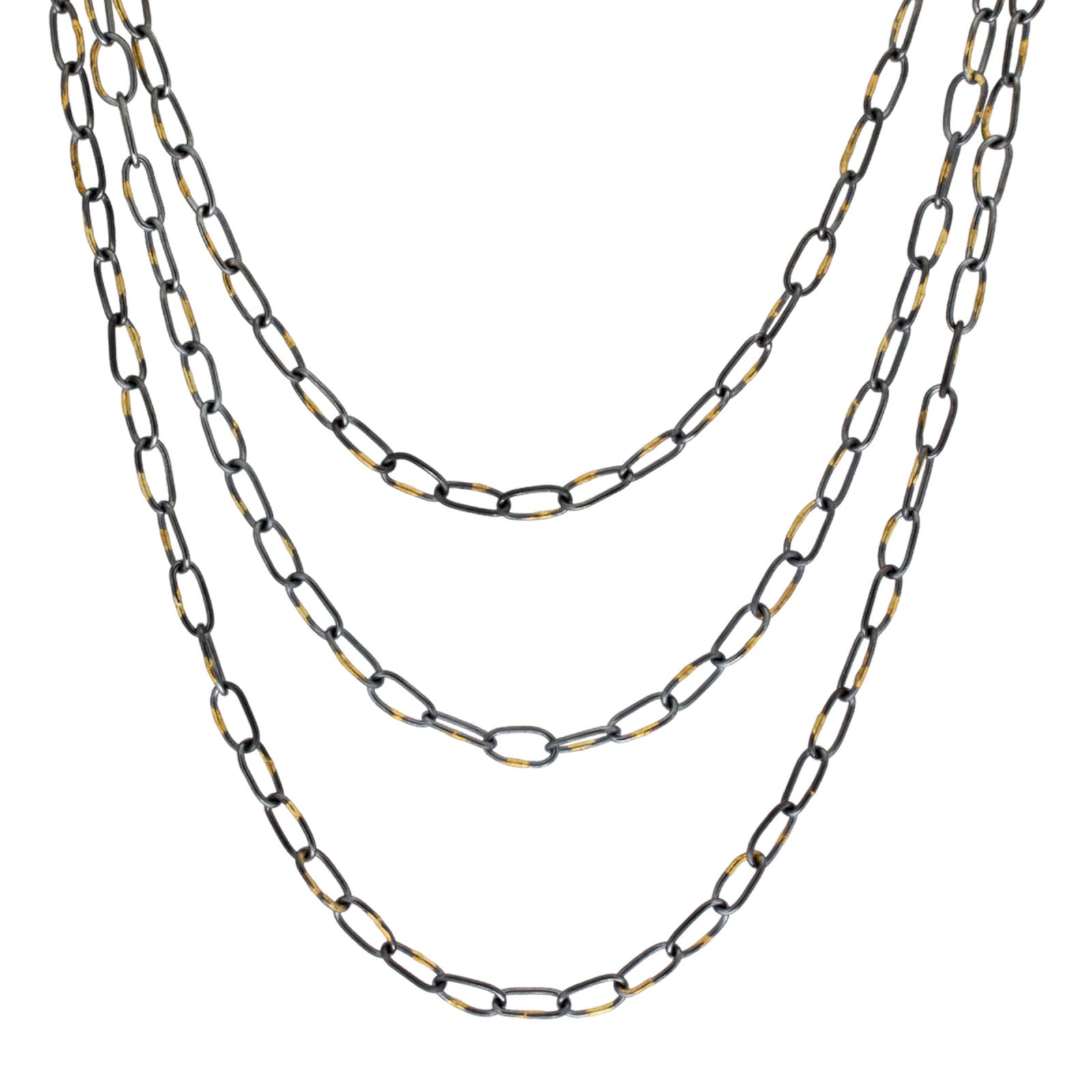 Organic Chain in Oxidized Silver and 18k Gold - 20"
