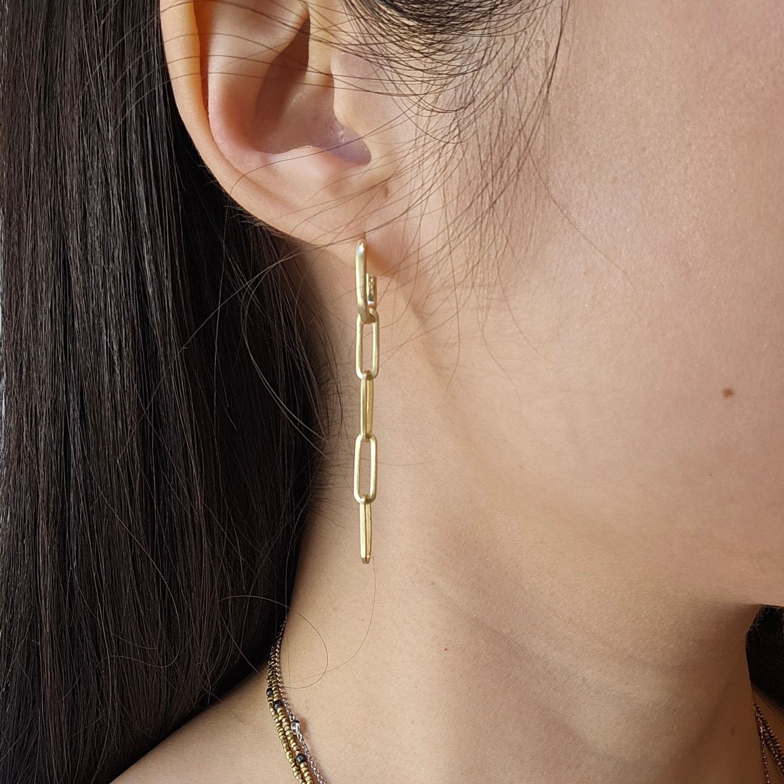 Small Cushion Hoops in 14k Yellow Gold