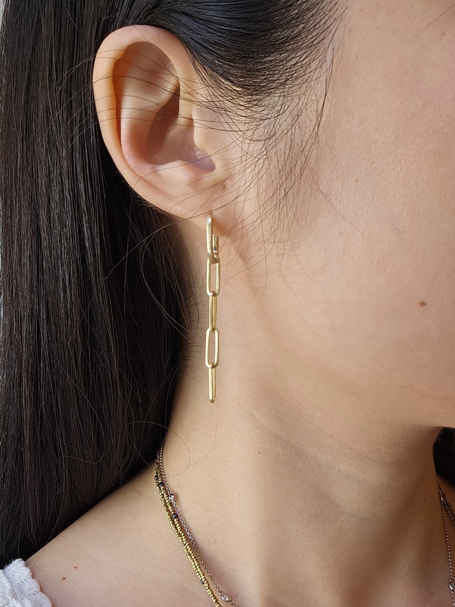 Small Cushion Hoops in 14k Yellow Gold