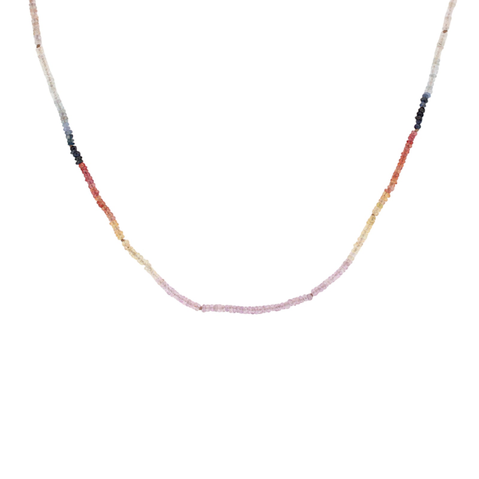 Faceted Sapphire Ombre Bead Necklace with 18k Gold Clasp