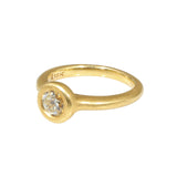 Raised Cup Old Euro Cut Diamond Ring in 18k Gold