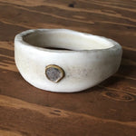 Moose Antler Bangle with Salt and Pepper Diamond Slice in 18k Gold